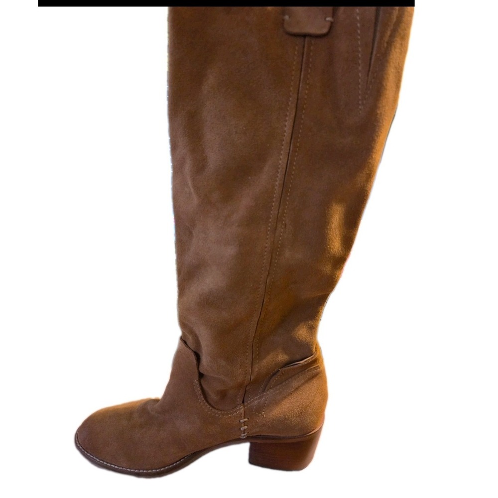 Dolce Vita Womens Tan Suede Tall Pull On Block Heel Boots Size 10
